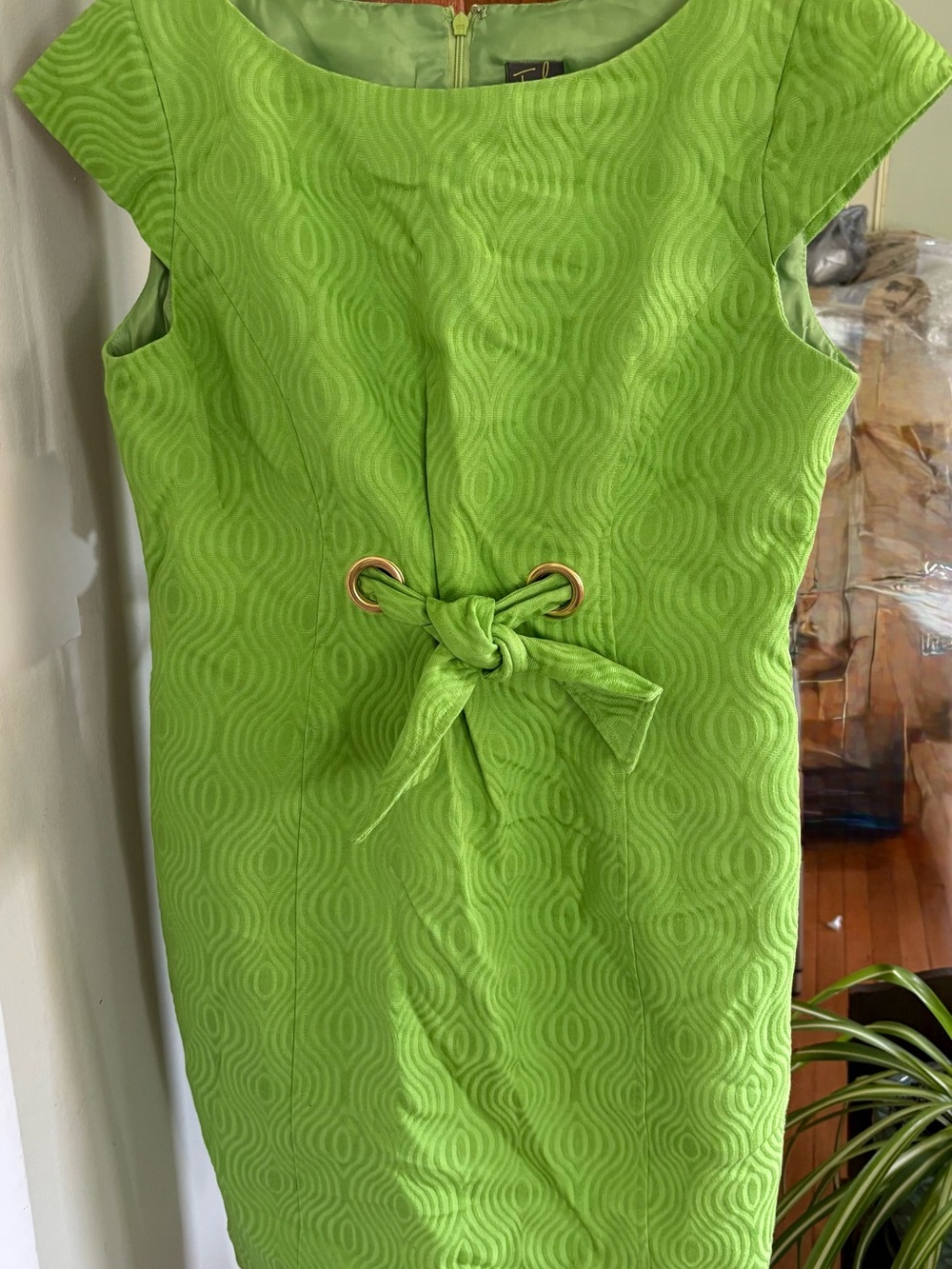 Taylor Bright Lime Green Lined Dress